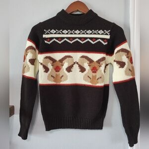 Vintage 1980s SILTON of California Ram Head Print Acrylic Sweater Boy's Large